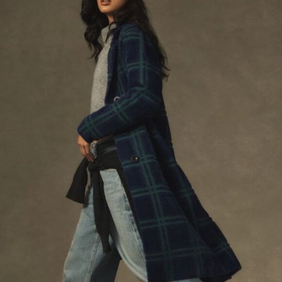 Anthropologie NVLT Plaid Coat - Blue + Green - Picture 2 of 4